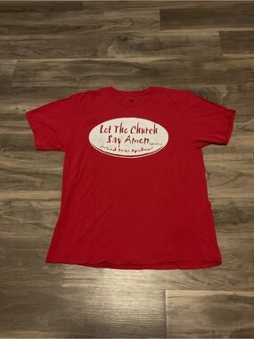 Hanes Red Short-Sleeve Tee with White Graphic